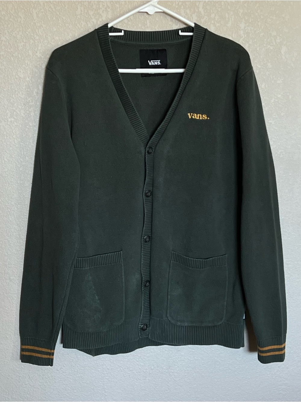 Vans Men's Dark Green Vans Halecrest Cardigan with Logo Detail size medium